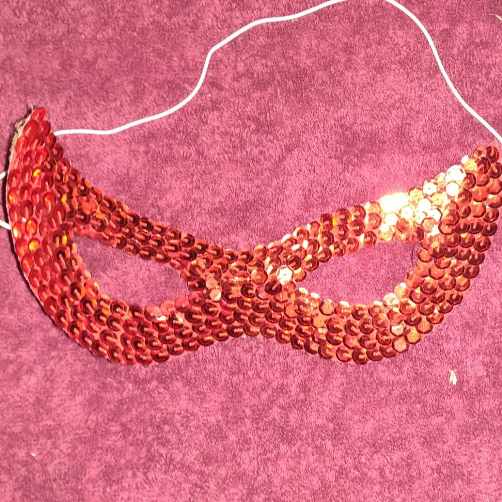 Women's Red Sequined Masquerade Mask